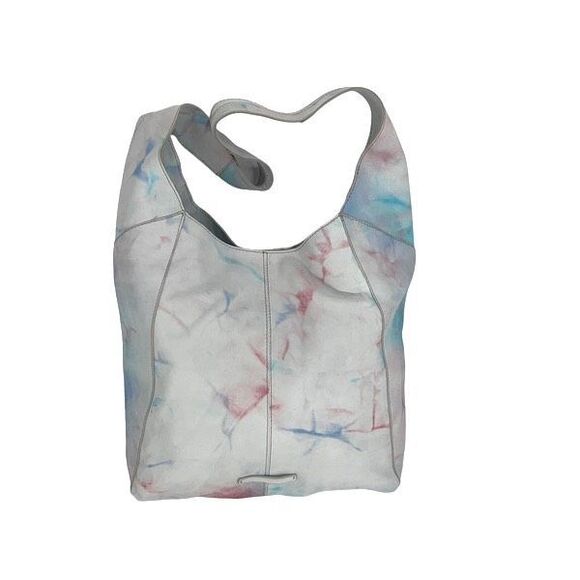 Lucky Brand Handbags - Lucky Brand Womens Leather Tie Dye Purse Tote Shoulder Bag White Pink Large NWOT